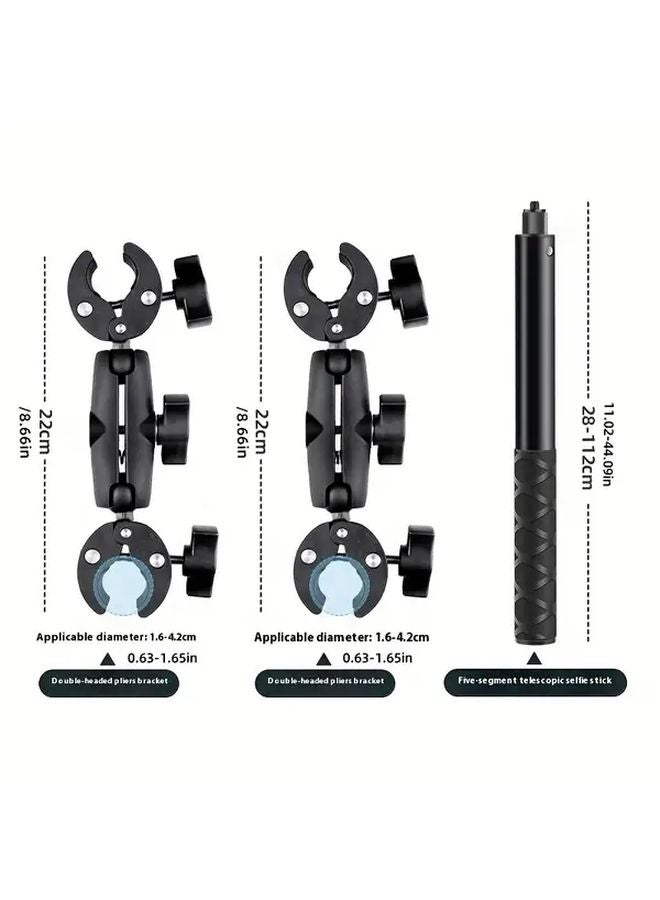 Motorcycle Bracket Double Head Clamp With 47.24 Inch Selfie Stick For Sports Camera X4 X3 - Image 4